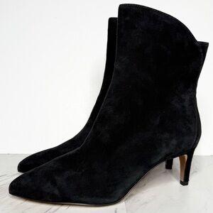 Sam Edelman Usha Black Suede Pointy Toe Heeled Bootie 9 1/2 M